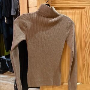 AYR Taupe Ribbed Turtleneck Sweater